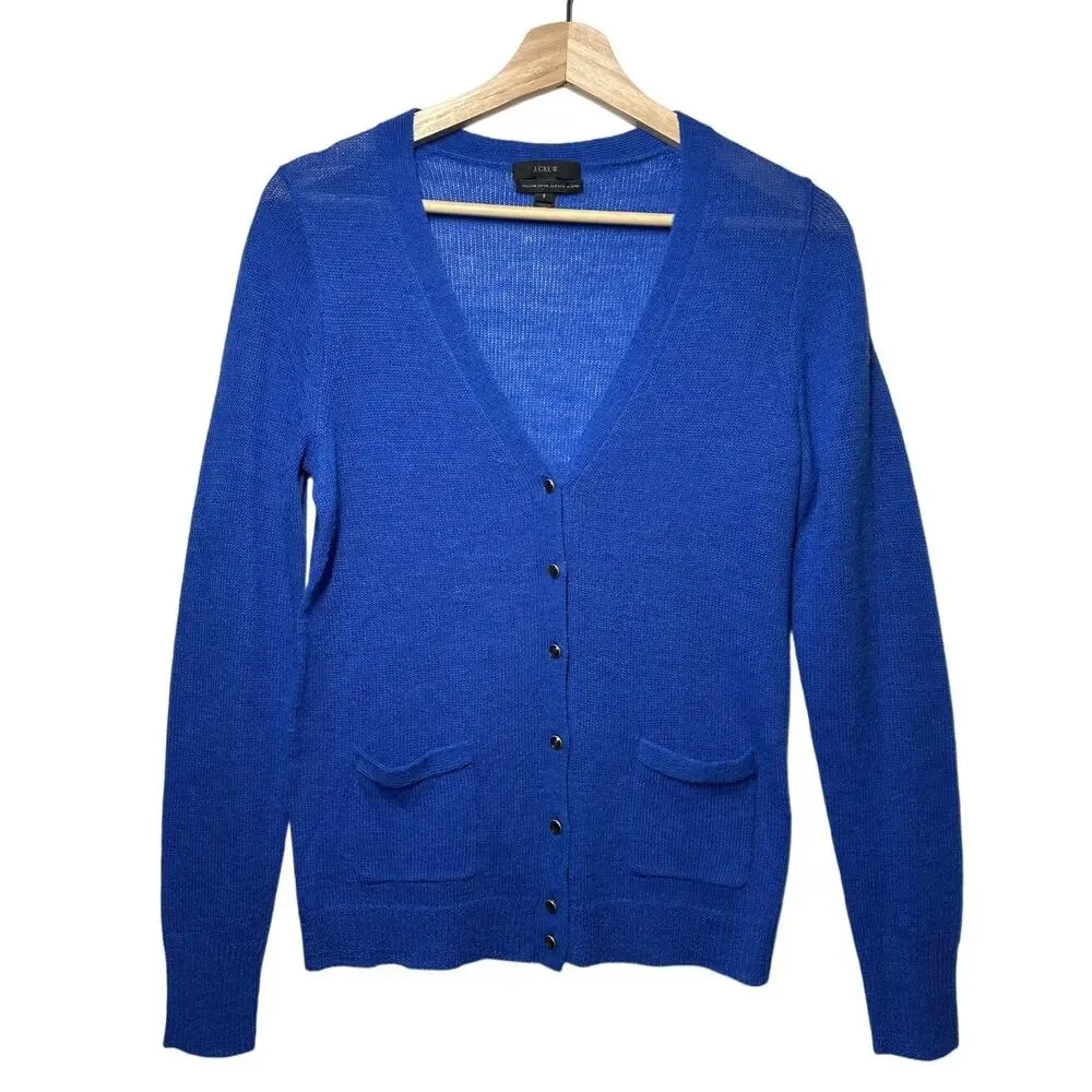 J. Crew Italian Spun Alpaca Blend Cardigan Sweater Lightweight Button Front Sz S